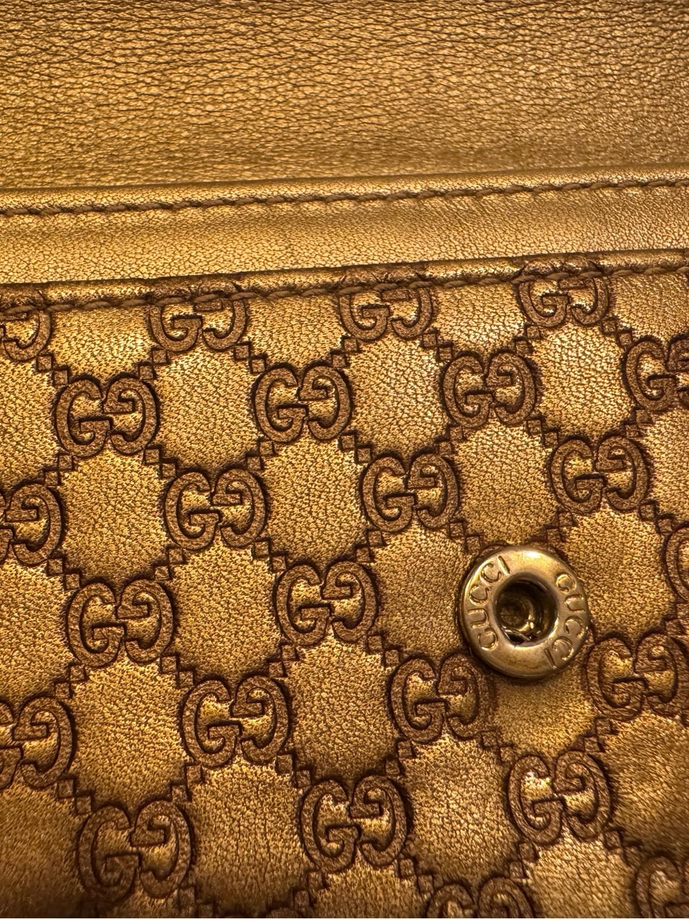Authentic Gucci Metallic Guccissima Continental Wallet Bronze/Gold - Picture 8 of 11